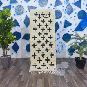 Moroccan Runner Rug,Beni Ourain Runner,Moroccan Rug Runner BeniOurain Hallway Rug,Custom Hall Runner Berber Carpet,Berber Runner,Wool Runner
