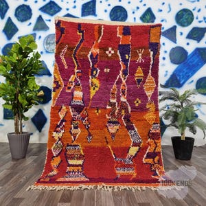 Beni ourain orange rug , Authentic Moroccan rug, Berber carpet, Genuine Wool rug, Handmade rug, Beni ourain style, Area rug, Tapis berbere.