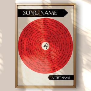 Custom Vinyl Lyrics, Personalized Record, lyrics wall art, Song Wall Art ,song lyrics frame, First Dance Lyrics, Custom Lyric Poster