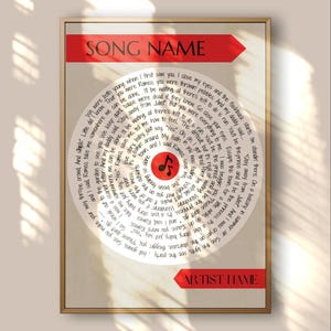 Custom Vinyl Lyrics, Personalized Record, lyrics wall art, Song Wall Art ,song lyrics frame, First Dance Lyrics, Custom Lyric Poster