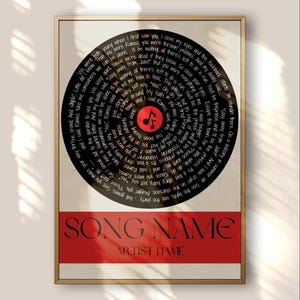 Custom Vinyl Lyrics, Personalized Record, lyrics wall art, Song Wall Art ,song lyrics frame, First Dance Lyrics, Custom Lyric Poster