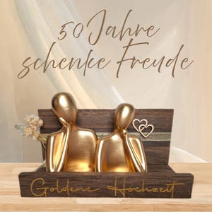 goldene Hochzeit Geschenk Raysin Figuren Mann und Frau goldfarben Dekoration Goldhochzeit Ehepaar 50 Jahre verheiratet Jubiläum Geldgeschenk