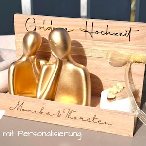 goldene Hochzeit Geschenk personalisiert  Raysin Figuren Mann und Frau goldfarben Dekoration Goldhochzeit  50 Jahre verheiratet Jubiläum