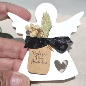 Trauerengel Gastgeschenk Trauer  Engel  Danksagung für Anteilnahme  Raysin Trockenblumen Trauerkarte Beilage Trauer Dekoration Trauertisch