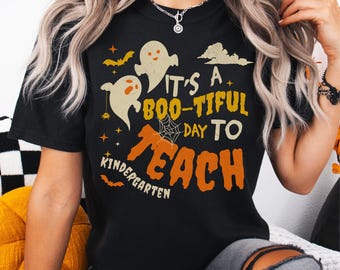 Ghost Teacher Halloween Comfort Colors® shirt Retro Halloween Teacher shirt Spooky teacher shirt Fall teacher tshirt Custom teacher fall tee
