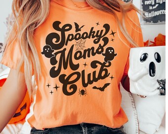 Halloween mom shirts Mama Halloween shirt Halloween spooky mama t-shirt Cute ghost shirt Mom Social Club Women’s Retro Halloween Aesthetic