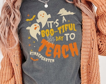 Ghost Teacher Halloween Comfort Colors® shirt Retro Halloween Teacher shirt Spooky teacher shirt Fall teacher tshirt Custom teacher fall tee