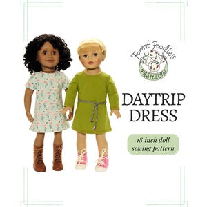 Daytrip Dress - 18 inch doll clothes sewing pattern for a simple dress