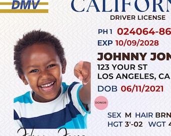 Kids Driver’s License Template – Personalized Printable ID for Pretend Play, Costumes & Parties