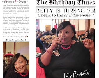 Custom Birthday Newspaper Template: Printable Canva Keepsake (Digital Download)