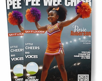 Custom Pee Wee Cheerleader Magazine Cover | Editable Canva Template | Digital Download