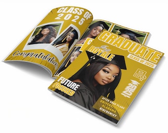 Class of 2025 Grad Magazine Template: Editable Canva Yearbook (Digital Download)