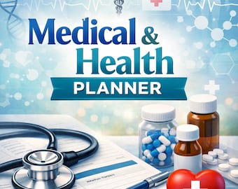 Medical & Health Planner Printable | Editable Canva Medical Binder | Wellness Tracker | Patient Health Record | Digital Download