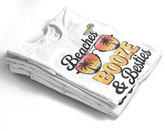 Beaches Booze Besties PNG: Summer Sublimation Design (Digital Download