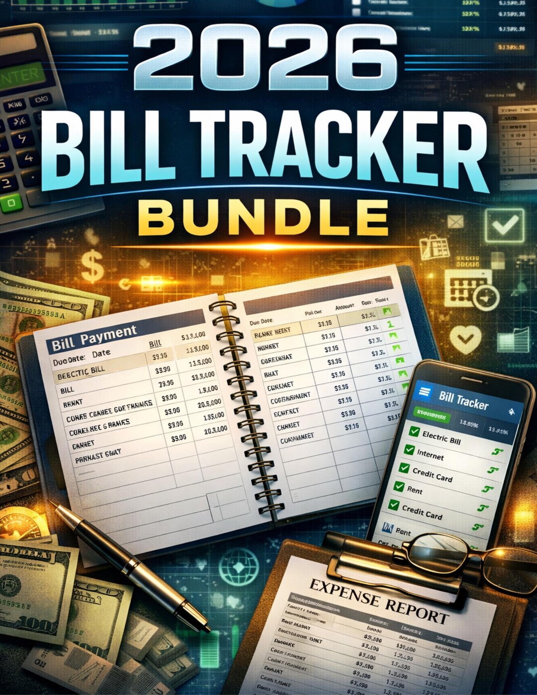2026 Bill Tracker Bundle Canva Template Printable Budget Planner ...