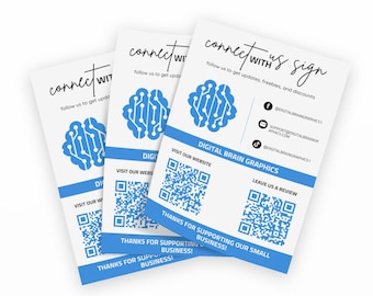 QR Code Sign Template: Social Media Display, Connect With Us (Digital Download)
