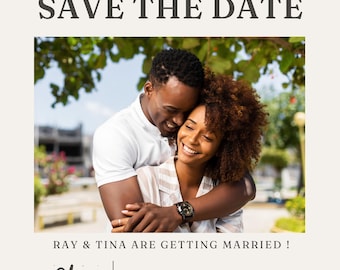 Save the Date Newspaper with Calendar - Editable Canva Template Digital Download for Wedding Announcement