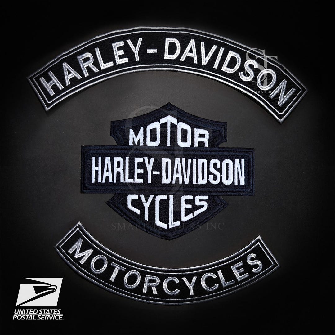 Black White Harley Davidson Bar & Shield Classic Logo + Rockers ...