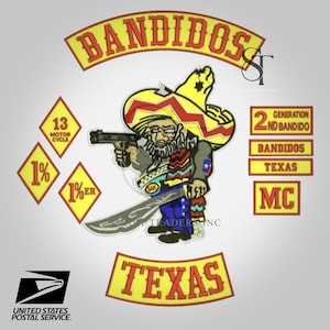 Set of 10 pieces Bandidos Motorcycle Biker Embroidered Patch Iron on Sew on