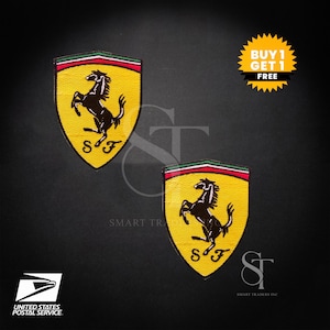 Buy 1 Get 1 Ferrari Embroidery Patch 4&quot; Automobili Car Racing Logo Iron On Sew On Ship From USA Moto Sports Ferrari Fans Patches