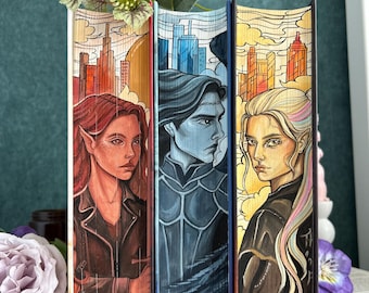 Crescent City Bücher-Set, handbemalte Kanten | Sarah J Maas Fantasy Aquarell Fore-Edge Art