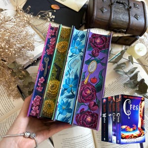 The Lunar Chronicles Paperback Set (4 Books) • Hand-Painted Floral Edges • Marissa Meyer Custom Books