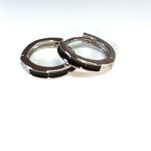 Mini hoop earrings, black lacquer, and stainless steel, men&#39;s fashion