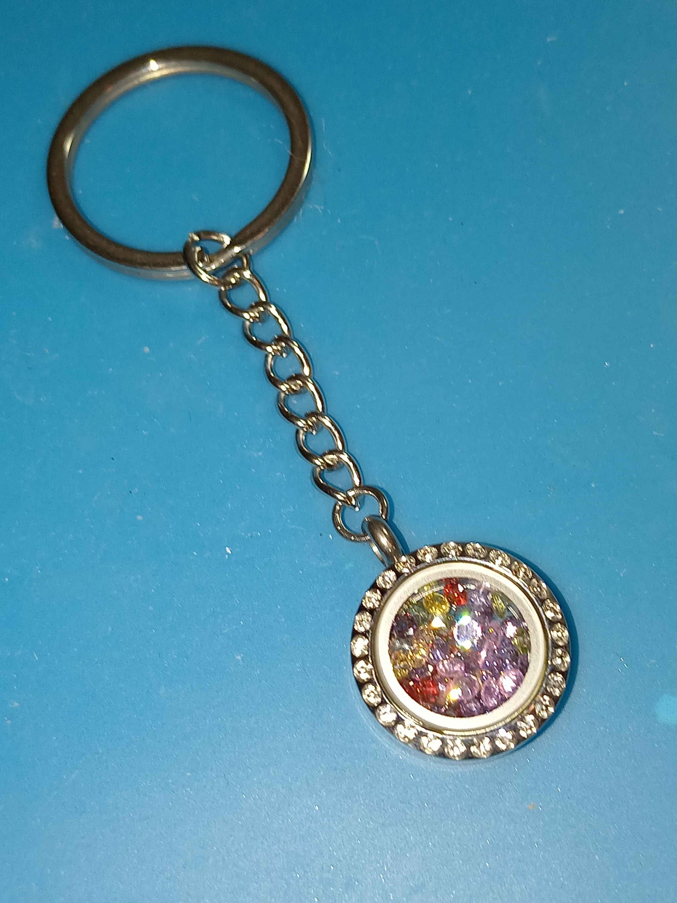 Collier Médaillon Rond Avec Cristal Couleur Café - Charme Flottant - Neuf Sans Emballage