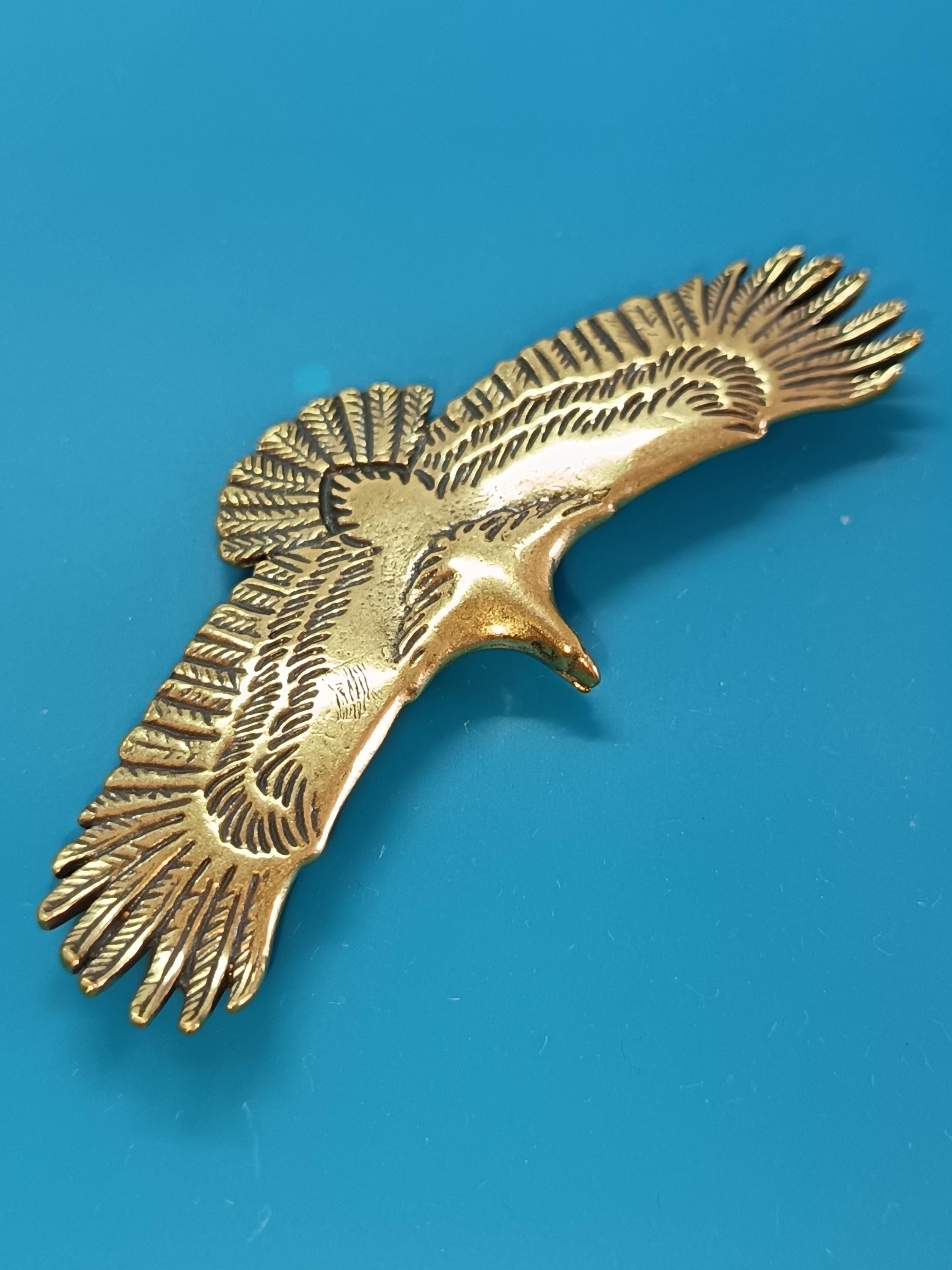 Belle Broche Ancienne En Bronze - Aigle Doré - Bijou Vintage Occasion