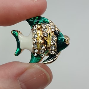 Broche Fantaisie Poisson - Vert - Bijou Original - Neuf Avec étiquette