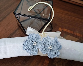Wedding Dress Hanger • Something Blue Hanger • Blue Flowers • Padded Hanger • Photography Prop • Gift for Bride • Bridal Gift • Custom
