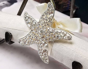 Wedding Dress Hanger with Crystal Starfish, Beach Wedding, Bridal Gown Hanger, Photography Prop, Wedding Gift for Bride