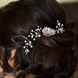Crystal Hair Pin, Crystal Flower, Wedding Headpiece, Rhinestone Hair Vine, Bridal Hair Pin, Wedding Hair Pins