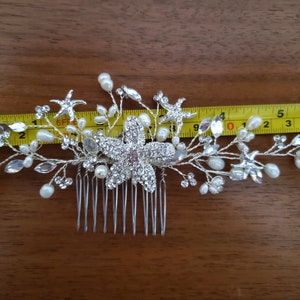Starfish Hair Comb with Crystals Pearls, Beach Wedding Hair Comb, Nautical Wedding Hair Combs, Hair Vine image 5