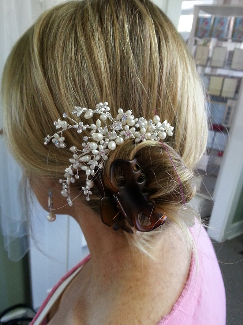 Lux Pearl Hair Comb Wedding Hair Comb Accessory With Real Etsy
