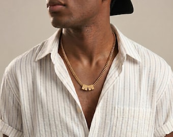 Custom Men Necklace With 1-6 Names, Custom Men Necklace With Family Name, Name Bead Gold Chain Necklace, Gift For Dad, Father’s Day Gift