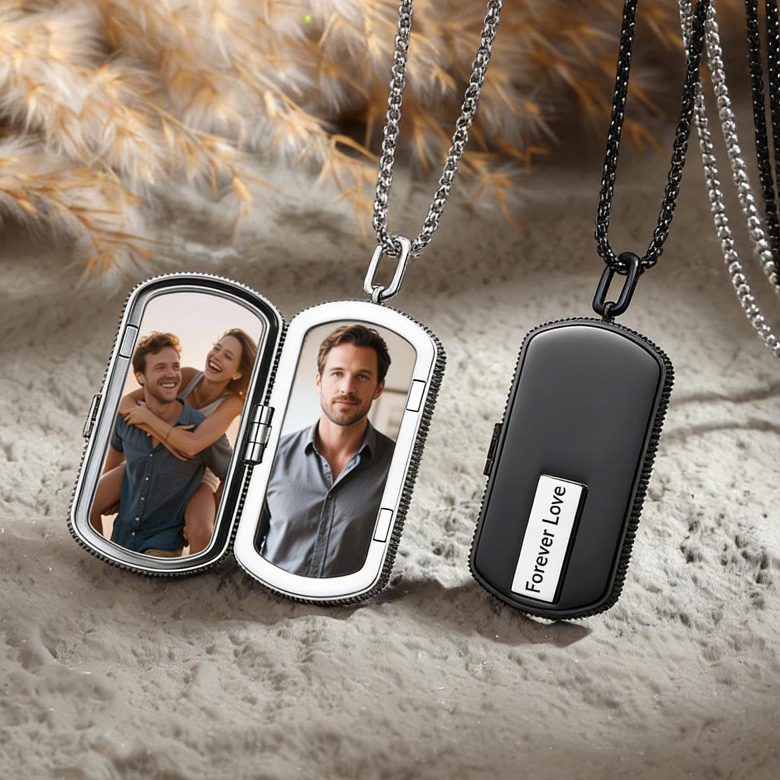 Custom Engraved LOCKET NECKLACE for Men - Personalized Picture Locket ...
