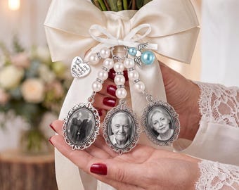 Personalized Wedding Bouquet Charm, Memorial Pins for Groom, Memorial Gift for Deceased Dad, In Love Memory, Wedding Memorial Gifts
