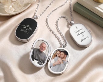 Personalized Photo Locket Necklace Gift for Men Retro Photo Locket Necklace Gift for Husband Gift for Daddy Memory Necklace