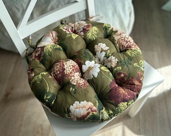 Cojín redondo para silla, Almohada para sillas de comedor, Cojines redondos con lazos, Cojín acolchado redondo para silla, Cojín para silla, Decoración para el hogar, Regalo familiar