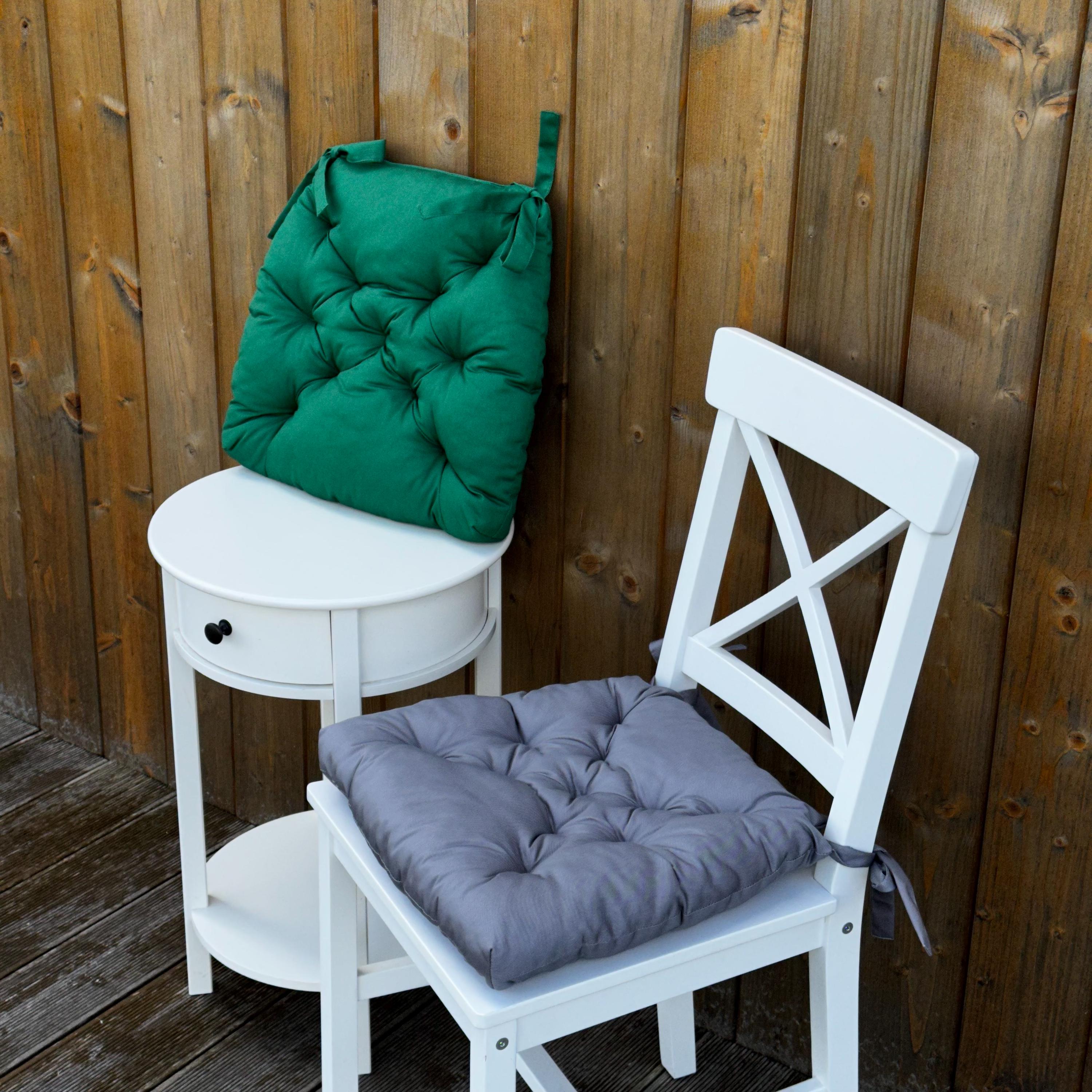 Cuscini Sedie Cucina Con Lacci - 4 Pezzi Antiscivolo, Lavabili, 43x41 Cm, Nero