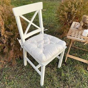 Almofadas em formato de U para cadeira de madeira, almofada para cadeira com laços, almofada acolchoada feita à mão, almofada para cadeira trapezoidal, almofadas quadradas, presente para casa nova