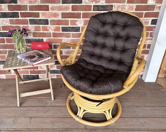 Coussin de chaise en rotin épais, coussin ottoman, coussin de chaise à bascule, coussin avec liens, coussin de bistrot, coussin en lin