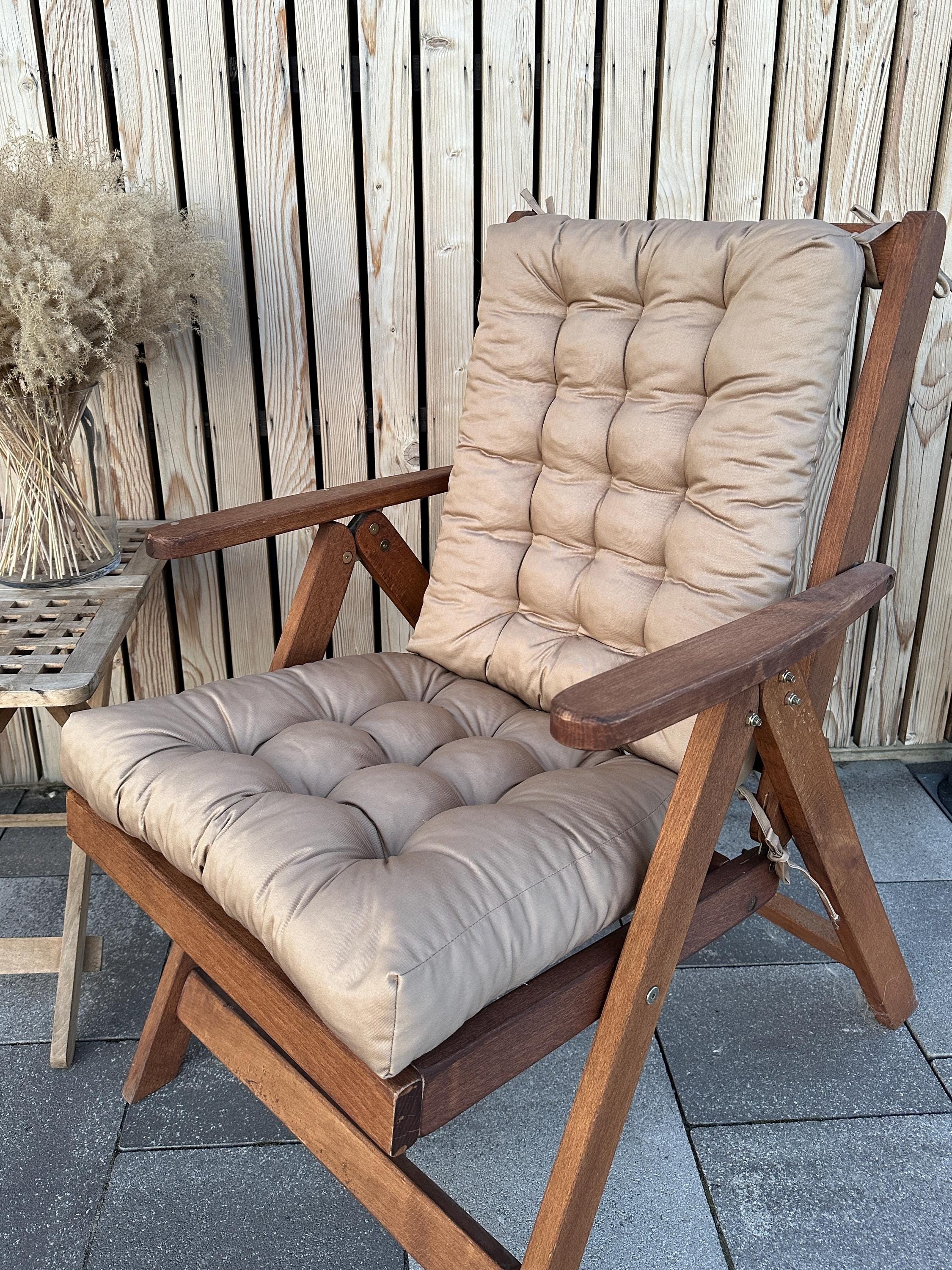 Coussin Pour Chaise Berçante Ou à Bascule - Dossier Et Siège Avec Attaches - Taille 48x120 Cm - Couleur Camel - Antidérapant Intérieur/extérieur