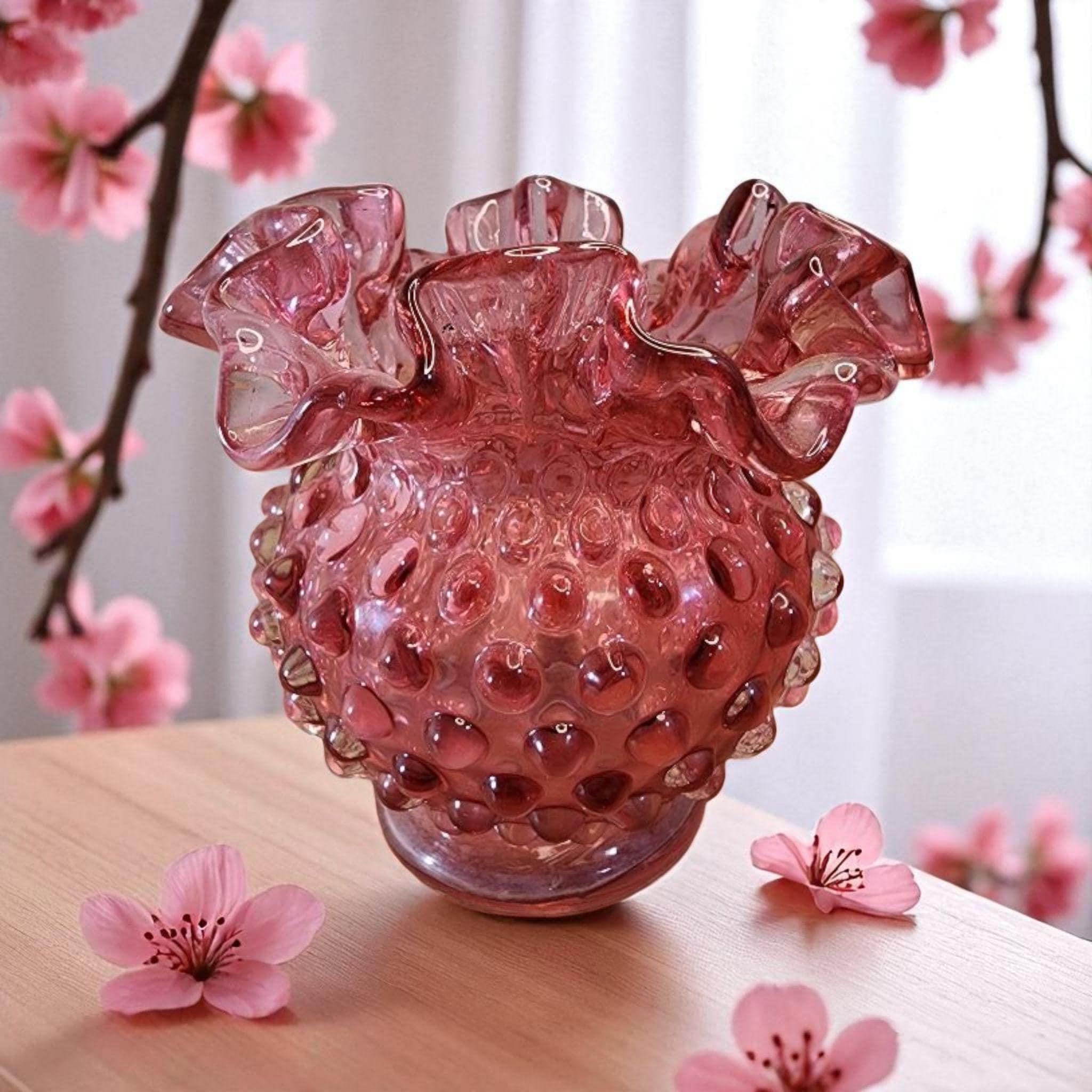 Fenton Cranberry Vase - Etsy
