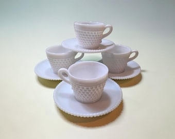 Vintage Westmoreland Hobnail Milk Glass Cup and Saucer Set.