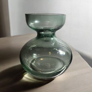 Green Glass Hyacinth Vase: Bulb Flower Planter