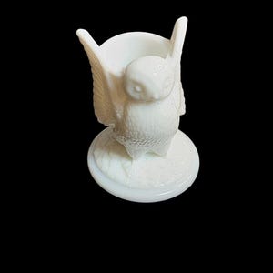 Vintage Westmorland Milk Glass Owl Toothpick Holder