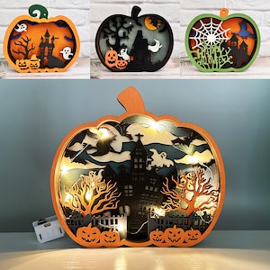 Niestandardowa dekoracja biurka z dyni 3D na Halloween z oświetleniem, dekoracja z dyni na Halloween, upominki na imprezę Halloween, lampka nocna z dyni, prezenty na Halloween