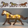Custom Handcarved Wooden 3D Horse with LED Lights-Wooden Horse Desk Ornaments-Animals Light Up-Engraved Name Gift-Birthday Gifts for Kids